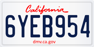 CA license plate 6YEB954