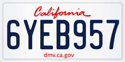 CA license plate 6YEB957