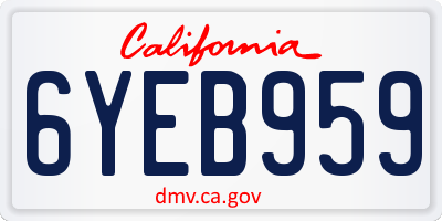CA license plate 6YEB959