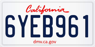 CA license plate 6YEB961