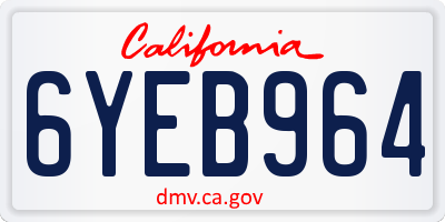 CA license plate 6YEB964