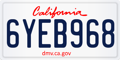 CA license plate 6YEB968