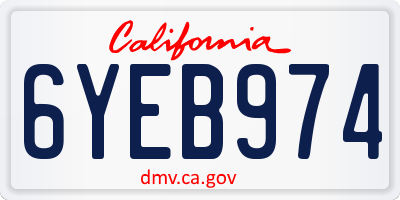 CA license plate 6YEB974