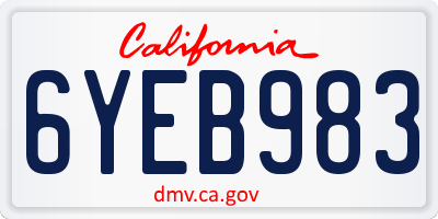 CA license plate 6YEB983
