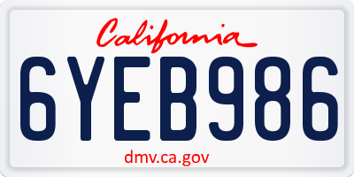 CA license plate 6YEB986