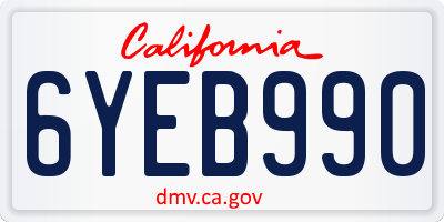 CA license plate 6YEB990