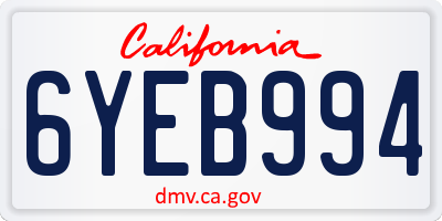 CA license plate 6YEB994