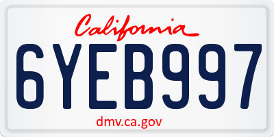 CA license plate 6YEB997