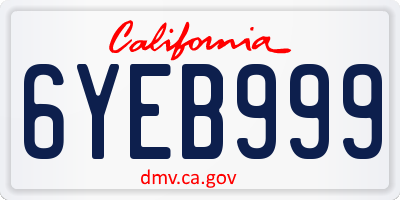 CA license plate 6YEB999