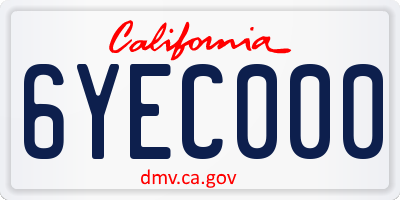 CA license plate 6YEC000