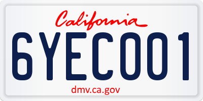 CA license plate 6YEC001