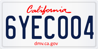 CA license plate 6YEC004