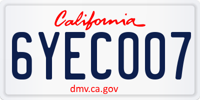 CA license plate 6YEC007