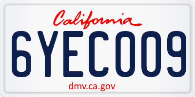 CA license plate 6YEC009