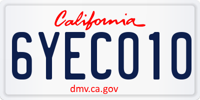 CA license plate 6YEC010