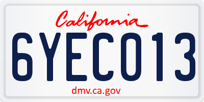 CA license plate 6YEC013