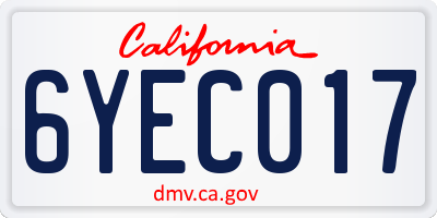 CA license plate 6YEC017