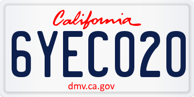 CA license plate 6YEC020