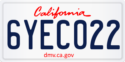 CA license plate 6YEC022