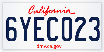 CA license plate 6YEC023