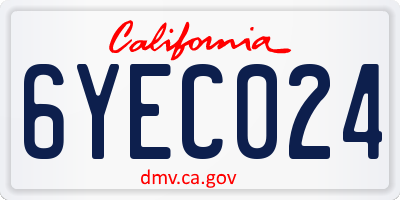 CA license plate 6YEC024