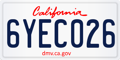 CA license plate 6YEC026