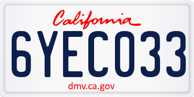 CA license plate 6YEC033