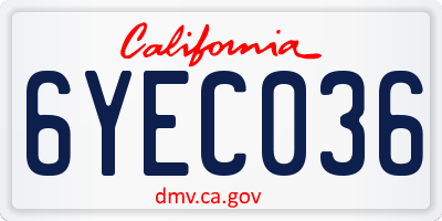 CA license plate 6YEC036