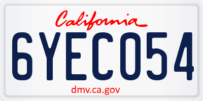 CA license plate 6YEC054