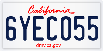 CA license plate 6YEC055