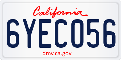 CA license plate 6YEC056