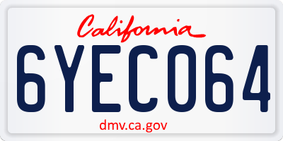 CA license plate 6YEC064