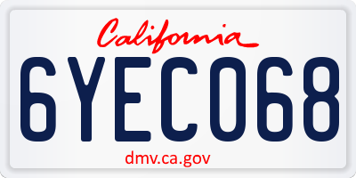 CA license plate 6YEC068