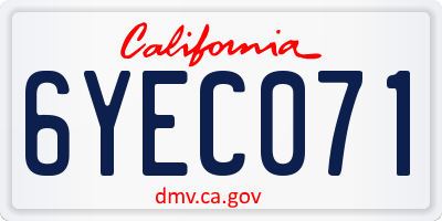 CA license plate 6YEC071