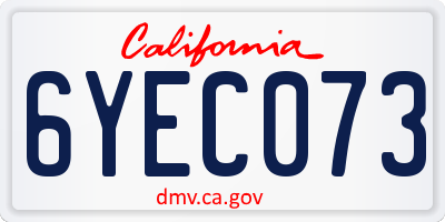CA license plate 6YEC073