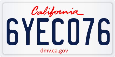 CA license plate 6YEC076