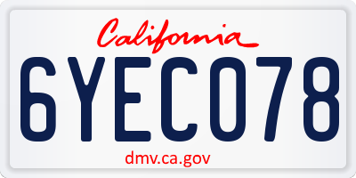 CA license plate 6YEC078