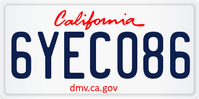 CA license plate 6YEC086