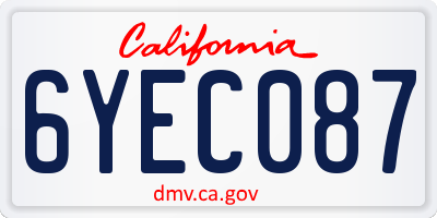 CA license plate 6YEC087