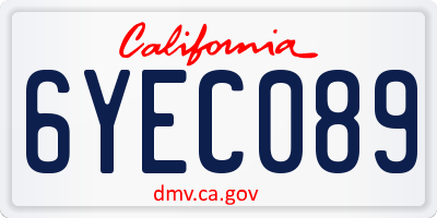 CA license plate 6YEC089