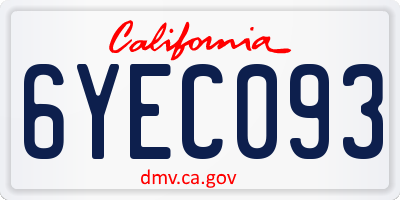 CA license plate 6YEC093