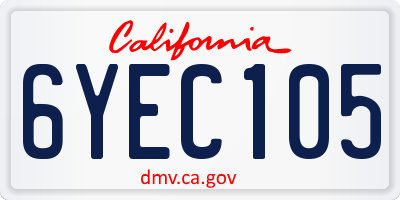 CA license plate 6YEC105