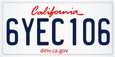 CA license plate 6YEC106