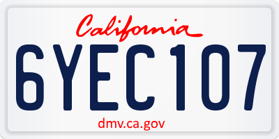 CA license plate 6YEC107