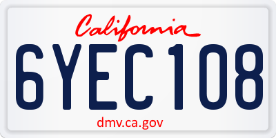 CA license plate 6YEC108