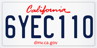 CA license plate 6YEC110