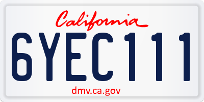 CA license plate 6YEC111