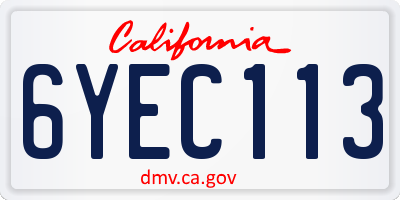 CA license plate 6YEC113