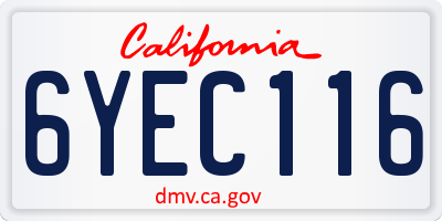 CA license plate 6YEC116
