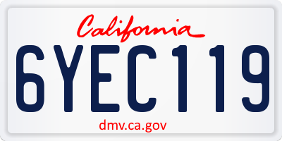 CA license plate 6YEC119